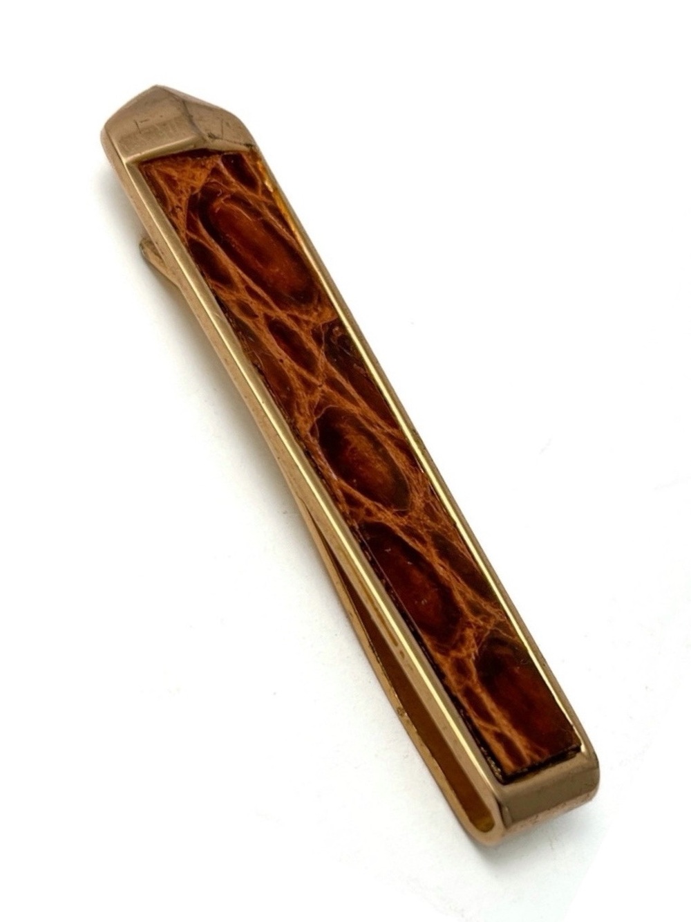Mid Century Alligator Croc Leather Tie Clip ANSON Money Clip Vintage 1950’s